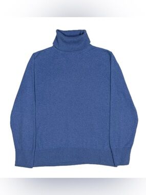 LL Bean 95% cotton 5% cashmere baby blue knit turtleneck sweater women’s XL
